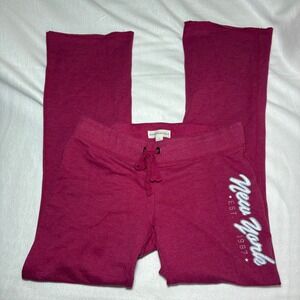 Aeropostale y2k Womens Pink New York Graphic Wide Leg Sweatpants Size L